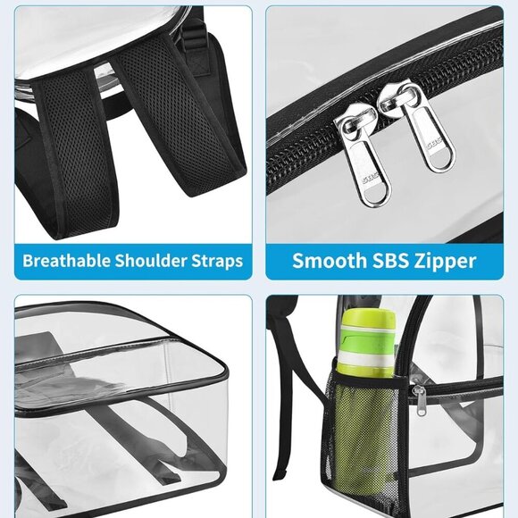 Clear Backpack Stadium Approved 12×12×6 with Reinforced and Wider Shoulder Strap - Picture 5 of 7
